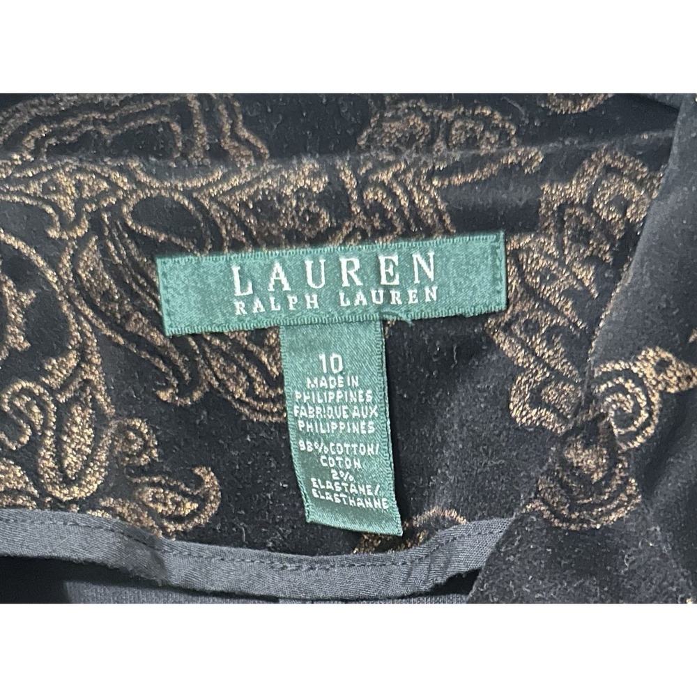 Lauren Ralph‎ Lauren Womens Blazer 10 Black Velvet Gold Floral Paisley Luxury - Picture 5 of 7